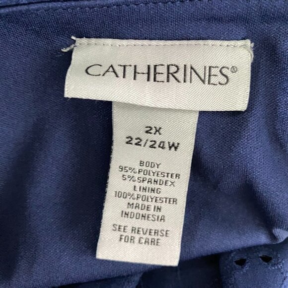 Catherines Top 2X Eyelet Blue Ruched 3/4 Sleeve Polyester Spandex CJ-1274 - Picture 7 of 9